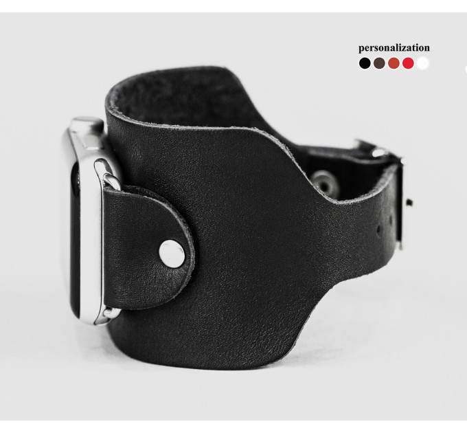 Leather cuff band compatible with Apple watch 38mm 40mm 41mm 42mm 44mm 45mm 49mm, Handmade UA code 1310