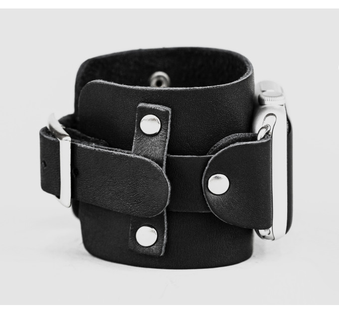 Leather cuff band compatible with Apple watch 38mm 40mm 41mm 42mm 44mm 45mm 49mm, Handmade UA code 1330