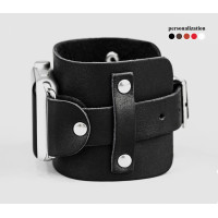 Leather cuff band compatible with Apple watch 38mm 40mm 41mm 42mm 44mm 45mm 49mm, Handmade UA code 1330