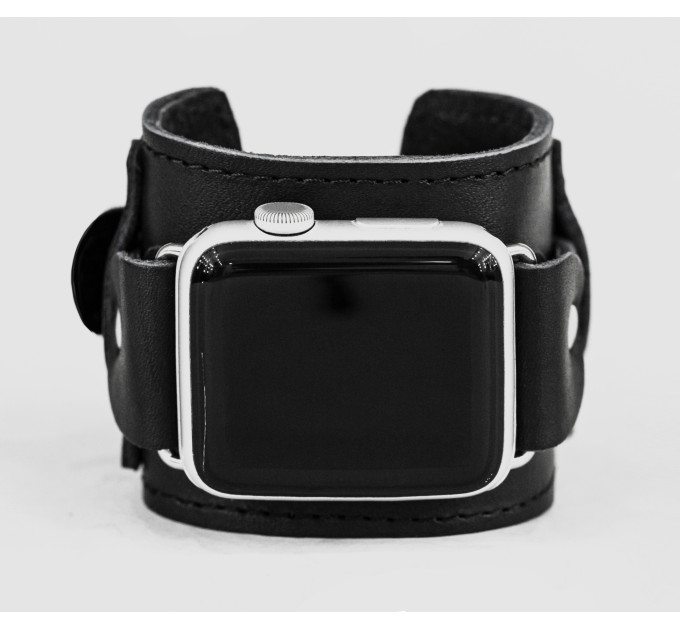 Leather cuff band compatible with Apple watch 38mm 40mm 41mm 42mm 44mm 45mm 49mm, Handmade UA code 1330st