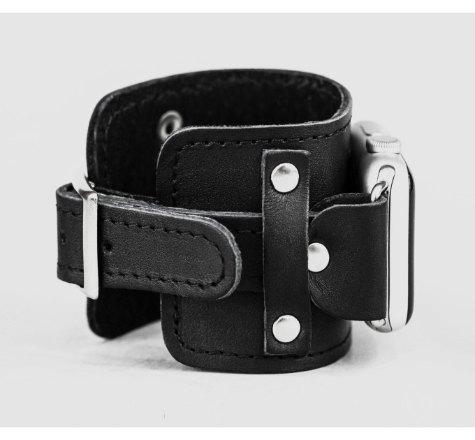 Leather cuff band compatible with Apple watch 38mm 40mm 41mm 42mm 44mm 45mm 49mm, Handmade UA code 1330st
