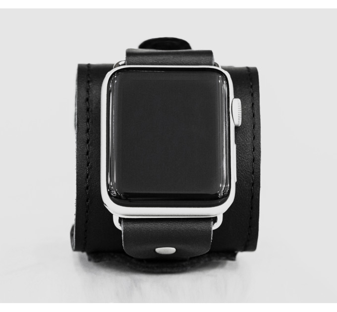 Leather cuff band compatible with Apple watch 38mm 40mm 41mm 42mm 44mm 45mm 49mm, Handmade UA code 1330st