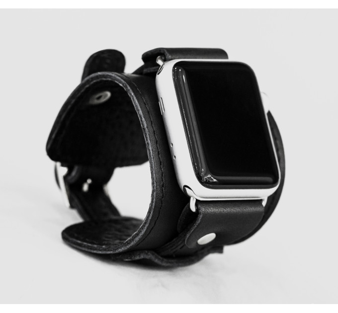 Leather cuff band compatible with Apple watch 38mm 40mm 41mm 42mm 44mm 45mm 49mm, Handmade UA code 1330st