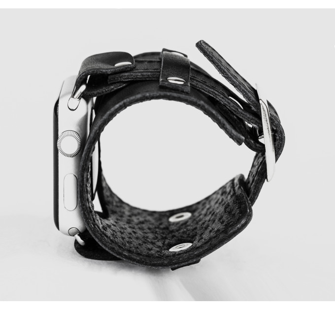 Leather cuff band compatible with Apple watch 38mm 40mm 41mm 42mm 44mm 45mm 49mm, Handmade UA code 1330st