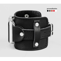 Leather cuff band compatible with Apple watch 38mm 40mm 41mm 42mm 44mm 45mm 49mm, Handmade UA code 1330st