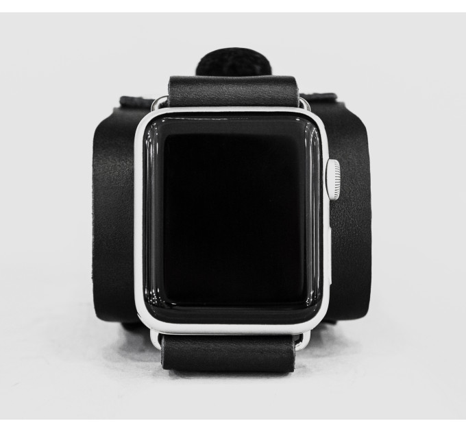 Leather cuff band compatible with Apple watch 38mm 40mm 41mm 42mm 44mm 45mm 49mm, Handmade UA code 1335