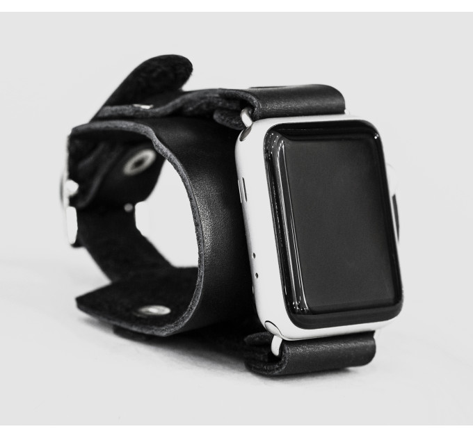 Leather cuff band compatible with Apple watch 38mm 40mm 41mm 42mm 44mm 45mm 49mm, Handmade UA code 1335