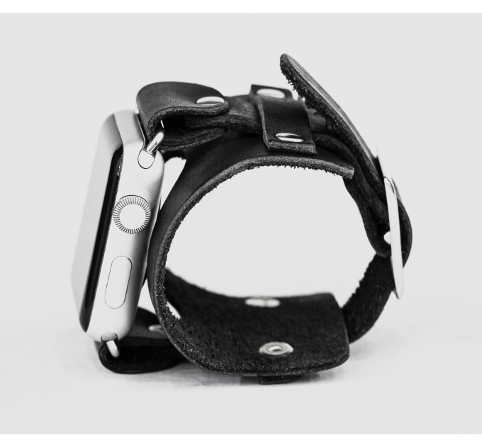 Leather cuff band compatible with Apple watch 38mm 40mm 41mm 42mm 44mm 45mm 49mm, Handmade UA code 1335