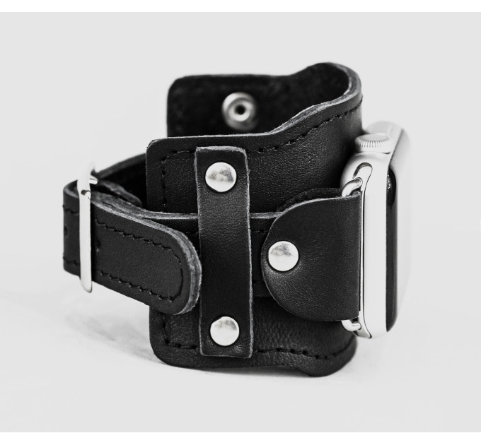 Leather cuff band compatible with Apple watch 38mm 40mm 41mm 42mm 44mm 45mm 49mm, Handmade UA code 1335st
