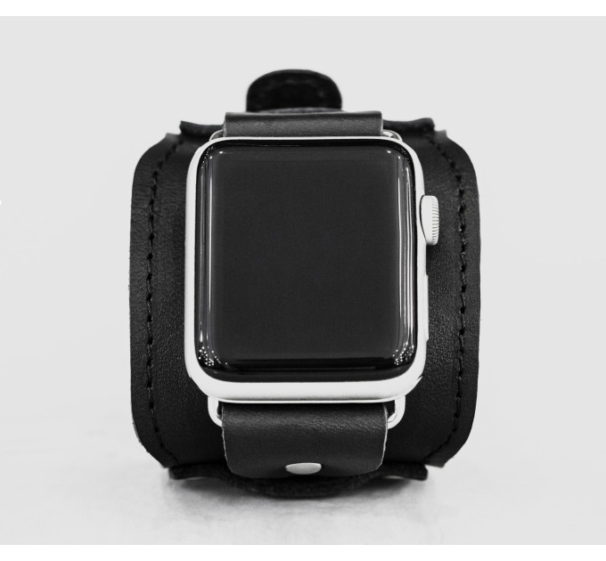 Leather cuff band compatible with Apple watch 38mm 40mm 41mm 42mm 44mm 45mm 49mm, Handmade UA code 1335st