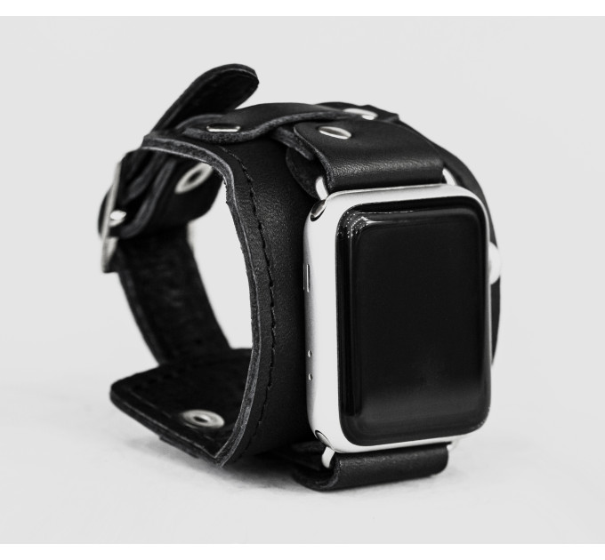 Leather cuff band compatible with Apple watch 38mm 40mm 41mm 42mm 44mm 45mm 49mm, Handmade UA code 1335st