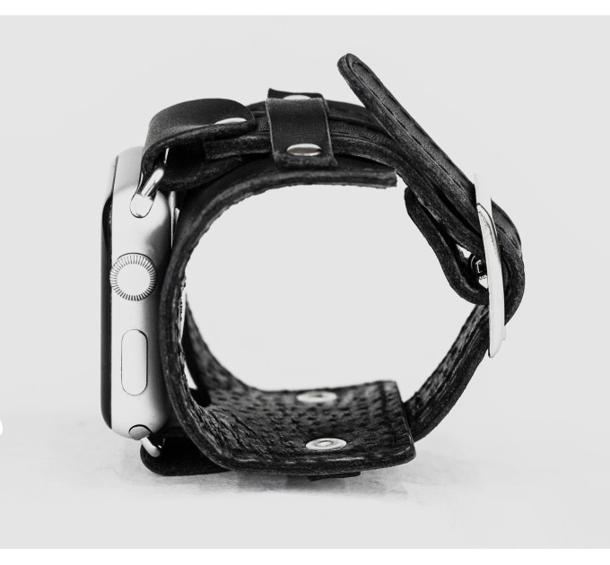 Leather cuff band compatible with Apple watch 38mm 40mm 41mm 42mm 44mm 45mm 49mm, Handmade UA code 1335st