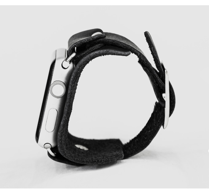 Leather cuff band compatible with Apple watch 38mm 40mm 41mm 42mm 44mm 45mm 49mm, Handmade UA code 1357