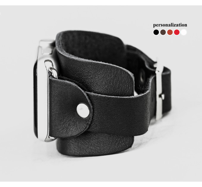 Leather cuff band compatible with Apple watch 38mm 40mm 41mm 42mm 44mm 45mm 49mm, Handmade UA code 1357