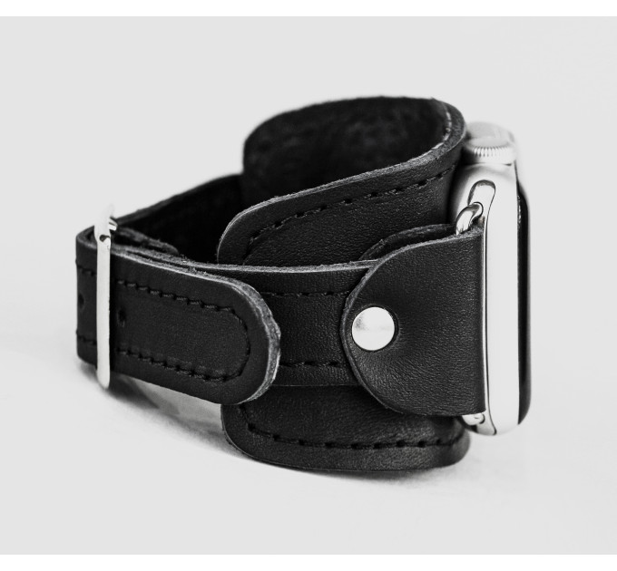 Leather cuff band compatible with Apple watch 38mm 40mm 41mm 42mm 44mm 45mm 49mm, Handmade UA code 1357st