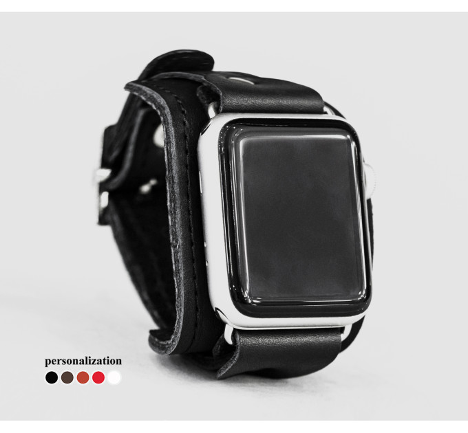 Leather cuff band compatible with Apple watch 38mm 40mm 41mm 42mm 44mm 45mm 49mm, Handmade UA code 1357st