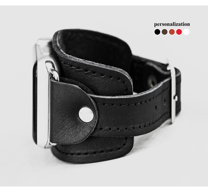 Leather cuff band compatible with Apple watch 38mm 40mm 41mm 42mm 44mm 45mm 49mm, Handmade UA code 1357st