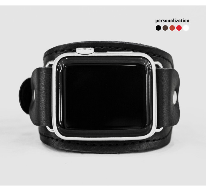 Leather cuff band compatible with Apple watch 38mm 40mm 41mm 42mm 44mm 45mm 49mm, Handmade UA code 1357st