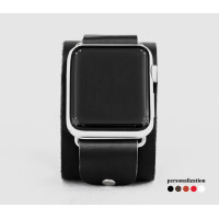 Leather cuff band compatible with Apple watch 38mm 40mm 41mm 42mm 44mm 45mm 49mm, Handmade UA code 1362