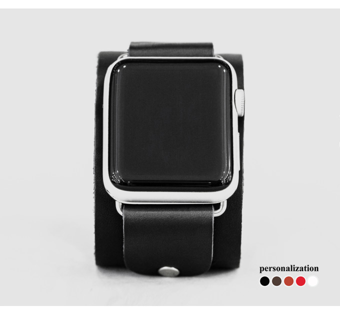 Leather cuff band compatible with Apple watch 38mm 40mm 41mm 42mm 44mm 45mm 49mm, Handmade UA code 1362
