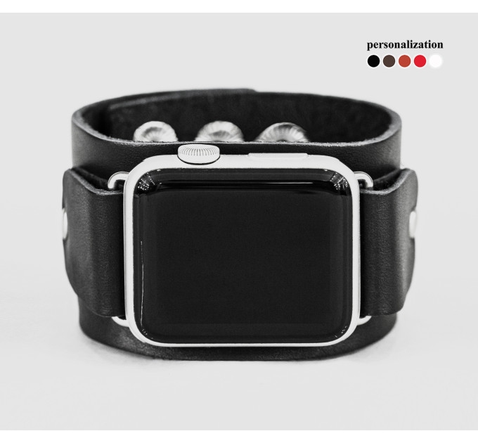 Leather cuff band compatible with Apple watch 38mm 40mm 41mm 42mm 44mm 45mm 49mm, Handmade UA code 1362