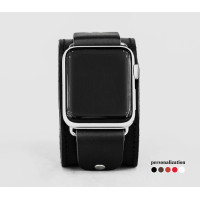 Leather cuff band compatible with Apple watch 38mm 40mm 41mm 42mm 44mm 45mm 49mm, Handmade UA code 1362st