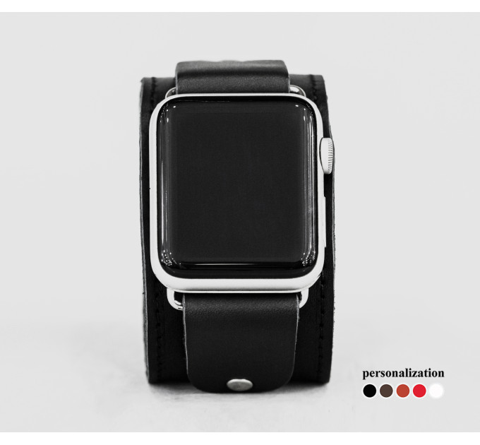 Leather cuff band compatible with Apple watch 38mm 40mm 41mm 42mm 44mm 45mm 49mm, Handmade UA code 1362st