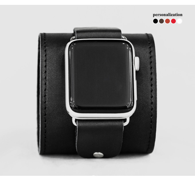 wide Leather cuff band compatible with Apple watch 38mm 40mm 41mm 42mm 44mm 45mm 49mm, Handmade UA code 1363st