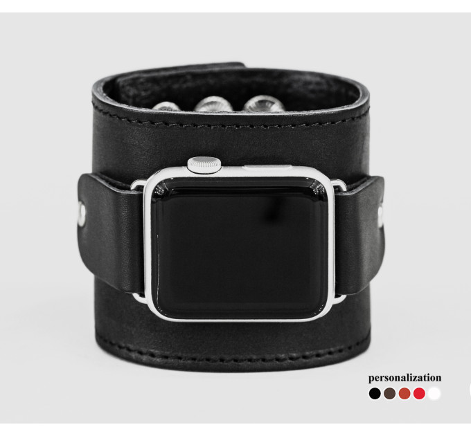 wide Leather cuff band compatible with Apple watch 38mm 40mm 41mm 42mm 44mm 45mm 49mm, Handmade UA code 1363st