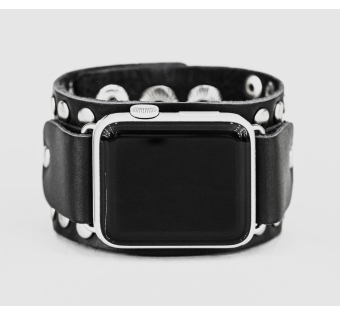 Leather cuff band compatible with Apple watch 38mm 40mm 41mm 42mm 44mm 45mm 49mm, Handmade UA code 1364