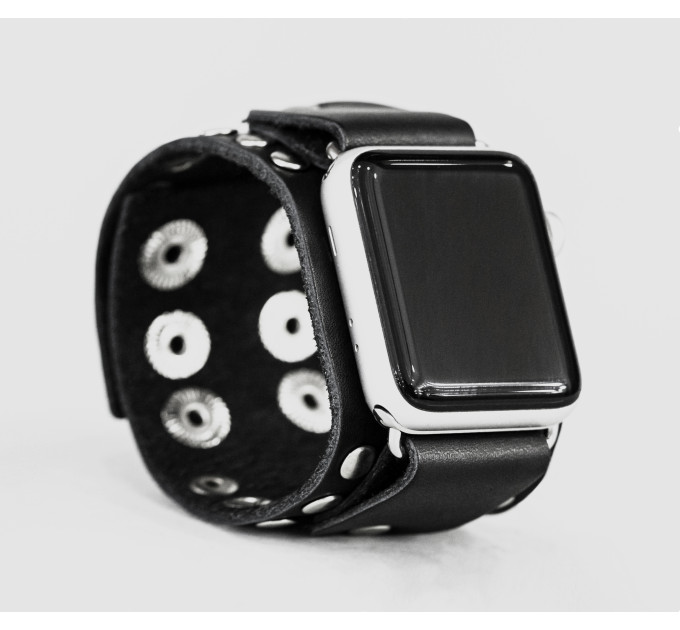 Leather cuff band compatible with Apple watch 38mm 40mm 41mm 42mm 44mm 45mm 49mm, Handmade UA code 1364