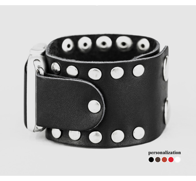 Leather cuff band compatible with Apple watch 38mm 40mm 41mm 42mm 44mm 45mm 49mm, Handmade UA code 1364
