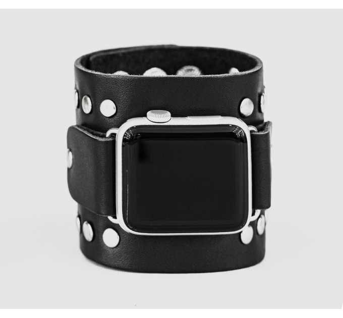 wide Leather cuff band compatible with Apple watch 38mm 40mm 41mm 42mm 44mm 45mm 49mm, Handmade UA code 1365