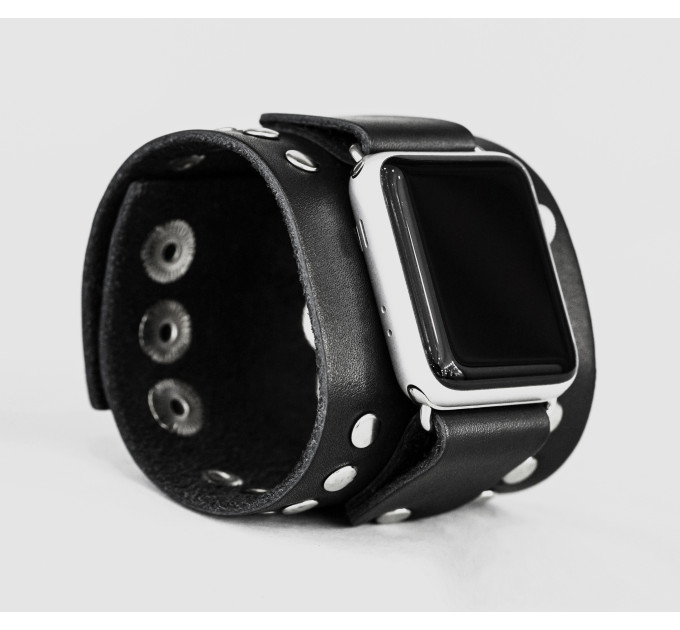 wide Leather cuff band compatible with Apple watch 38mm 40mm 41mm 42mm 44mm 45mm 49mm, Handmade UA code 1365