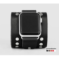 wide Leather cuff band compatible with Apple watch 38mm 40mm 41mm 42mm 44mm 45mm 49mm, Handmade UA code 1365