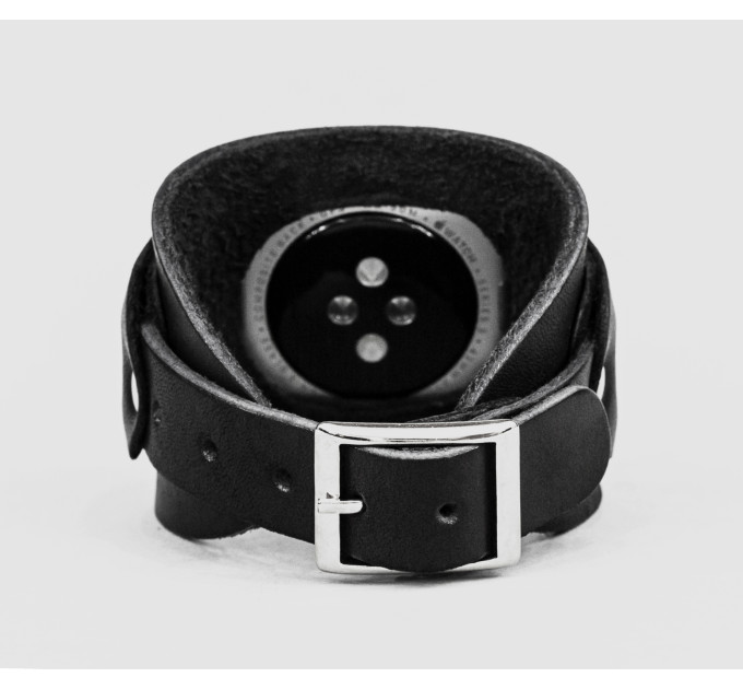 Leather cuff band compatible with Apple watch 38mm 40mm 41mm 42mm 44mm 45mm 49mm, Handmade UA code 1530