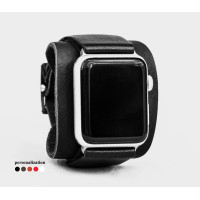 Leather cuff band compatible with Apple watch 38mm 40mm 41mm 42mm 44mm 45mm 49mm, Handmade UA code 1530