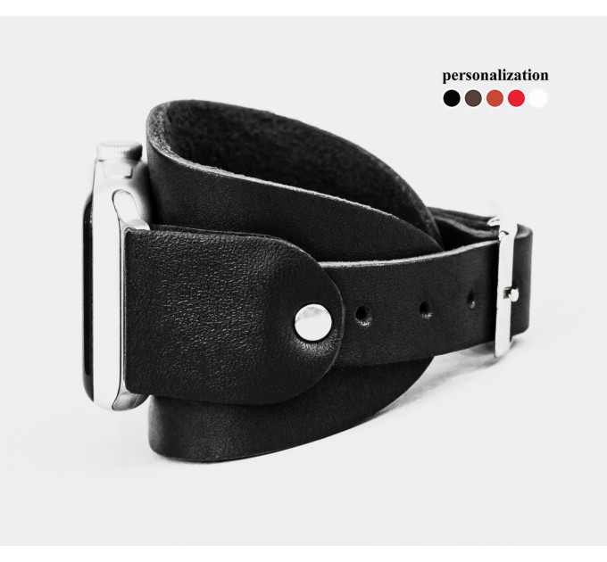 Leather cuff band compatible with Apple watch 38mm 40mm 41mm 42mm 44mm 45mm 49mm, Handmade UA code 1530