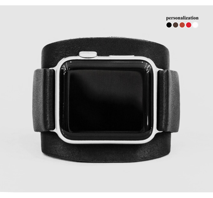 Leather cuff band compatible with Apple watch 38mm 40mm 41mm 42mm 44mm 45mm 49mm, Handmade UA code 1530