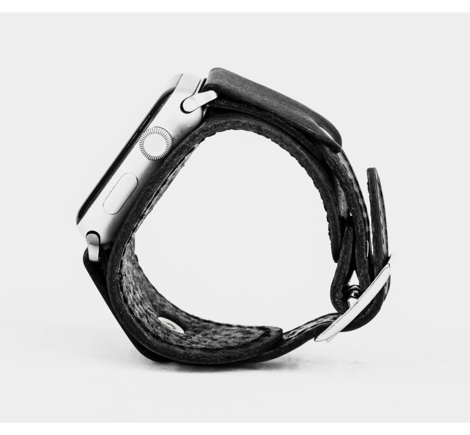 Leather cuff band compatible with Apple watch 38mm 40mm 41mm 42mm 44mm 45mm 49mm, Handmade UA code 1530st