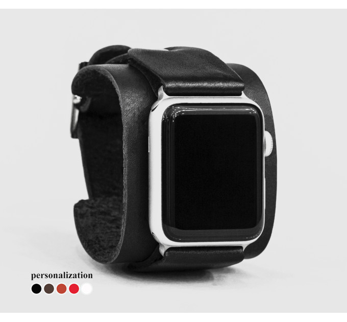 Leather cuff band compatible with Apple watch 38mm 40mm 41mm 42mm 44mm 45mm 49mm, Handmade UA code 1540
