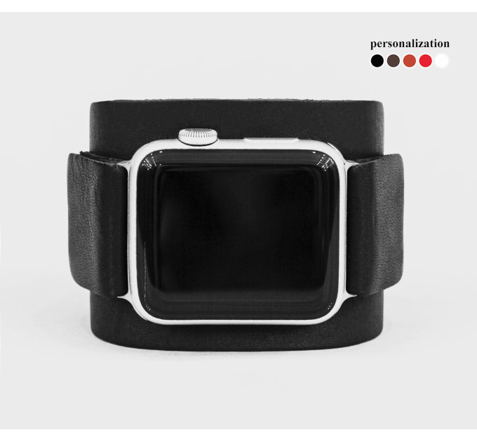 Leather cuff band compatible with Apple watch 38mm 40mm 41mm 42mm 44mm 45mm 49mm, Handmade UA code 1540