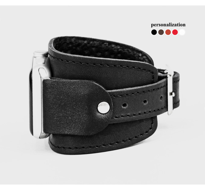 Leather cuff band compatible with Apple watch 38mm 40mm 41mm 42mm 44mm 45mm 49mm, Handmade UA code 1540st