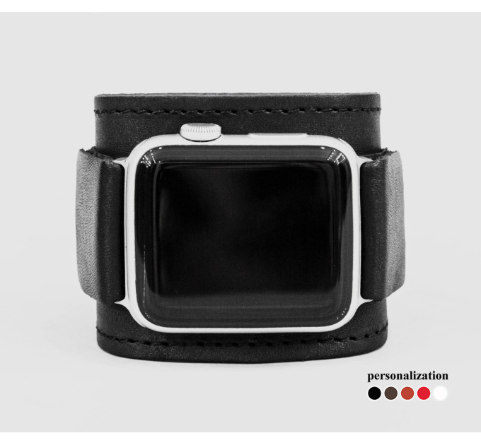 Leather cuff band compatible with Apple watch 38mm 40mm 41mm 42mm 44mm 45mm 49mm, Handmade UA code 1540st