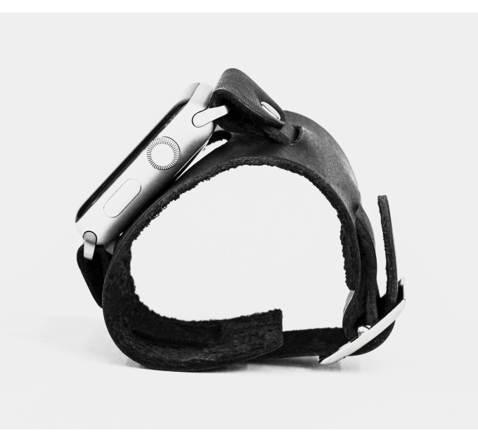 Leather cuff band compatible with Apple watch 38mm 40mm 41mm 42mm 44mm 45mm 49mm, Handmade UA code 1550