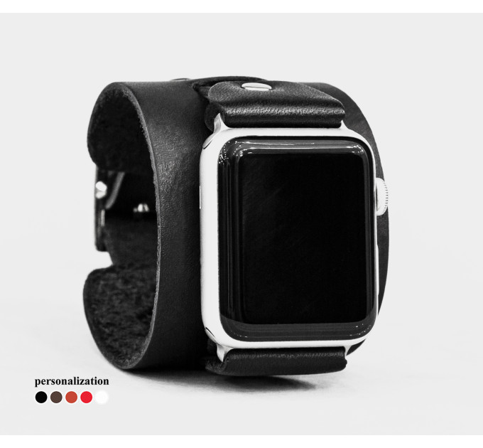 Leather cuff band compatible with Apple watch 38mm 40mm 41mm 42mm 44mm 45mm 49mm, Handmade UA code 1550