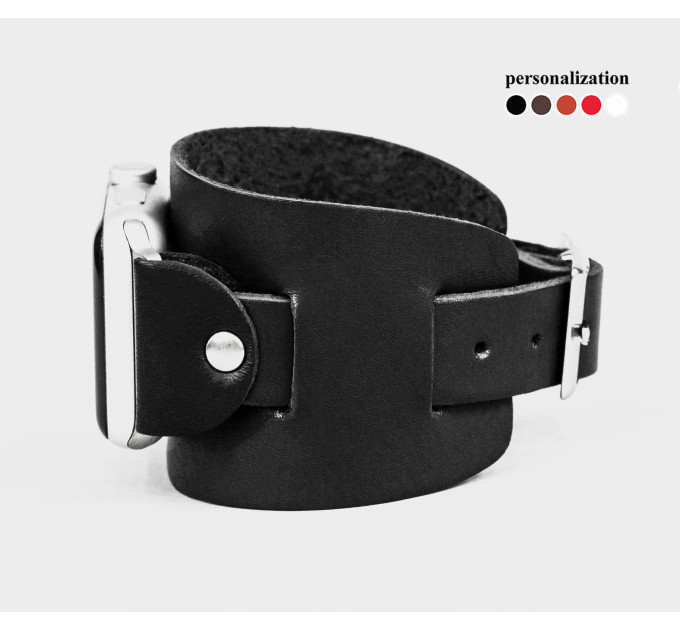 Leather cuff band compatible with Apple watch 38mm 40mm 41mm 42mm 44mm 45mm 49mm, Handmade UA code 1550