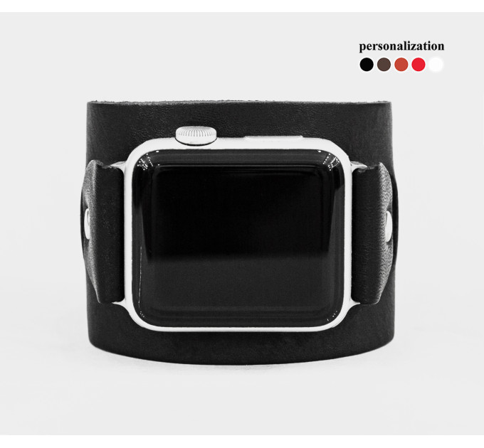 Leather cuff band compatible with Apple watch 38mm 40mm 41mm 42mm 44mm 45mm 49mm, Handmade UA code 1550