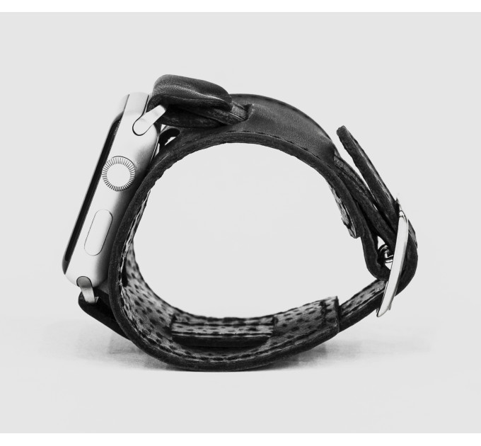 Leather cuff band compatible with Apple watch 38mm 40mm 41mm 42mm 44mm 45mm 49mm, Handmade UA code 1550st