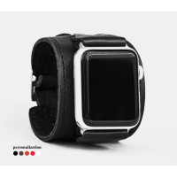 Leather cuff band compatible with Apple watch 38mm 40mm 41mm 42mm 44mm 45mm 49mm, Handmade UA code 1550st